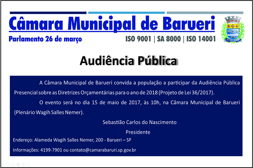 Audiência Pública debate Projeto de Lei de Diretrizes Orçamentárias