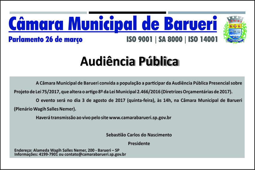 Audiência pública discute alteração na Lei de Diretrizes Orçamentárias