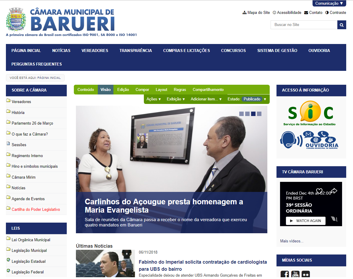 Câmara de Barueri estreia novo site em parceria com Senado Federal