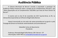 Câmara realiza audiência pública sobre Plano Diretor